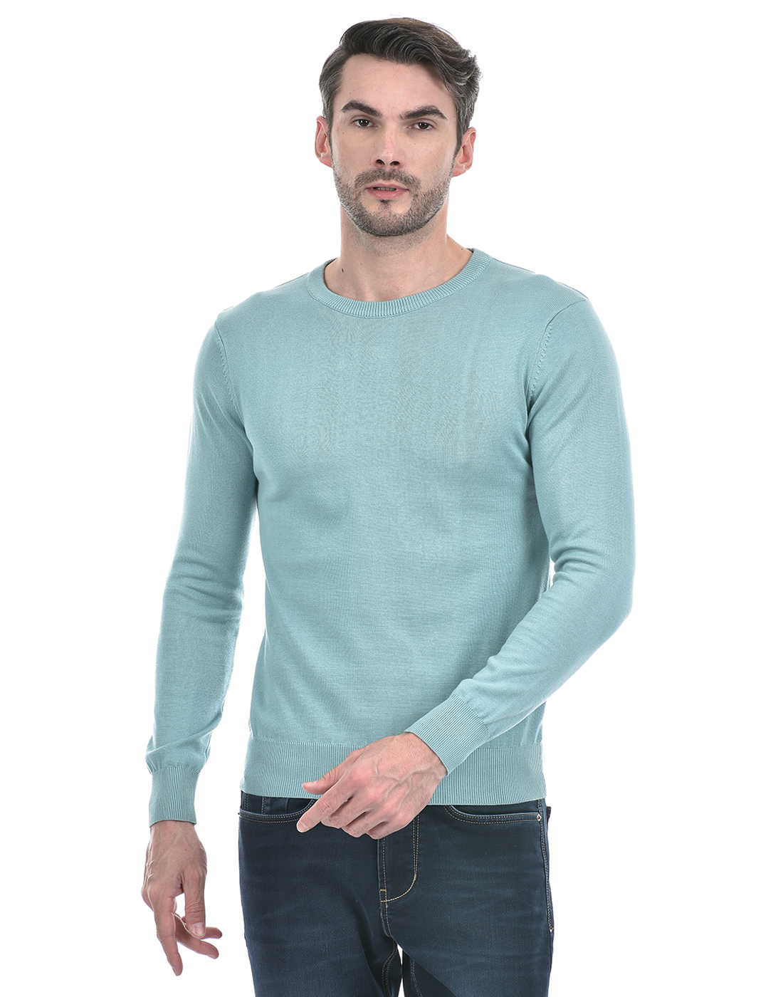 Numero Uno Men Solid Blue Sweater